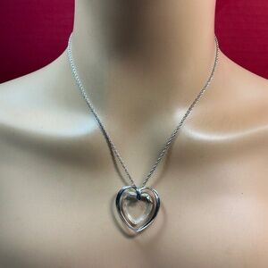 Vintage Sterling Silver GORHAM Double Heart Shaped Necklace. 19” long